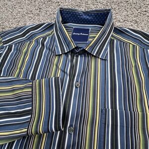Tommy Bahama Long Sleeve Button Down Striped Shirt Men's Size Medium Yellow/Blue